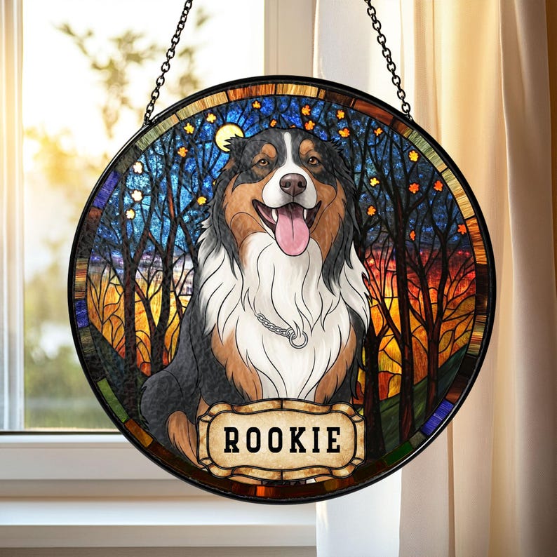 Personalized Floral Pet Portrait Suncatcher