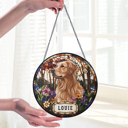 Personalized Floral Pet Portrait Suncatcher
