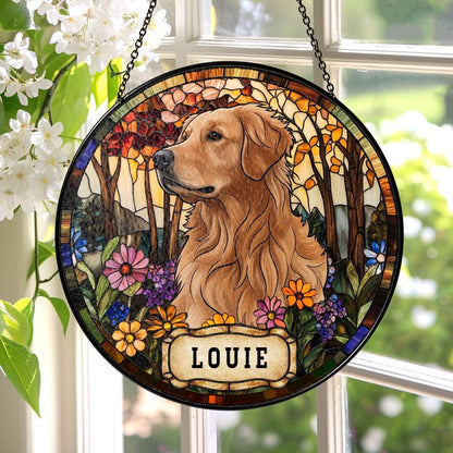 Personalized Floral Pet Portrait Suncatcher