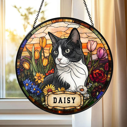 Personalized Floral Pet Portrait Suncatcher