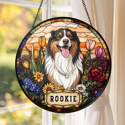 Personalized Floral Pet Portrait Suncatcher