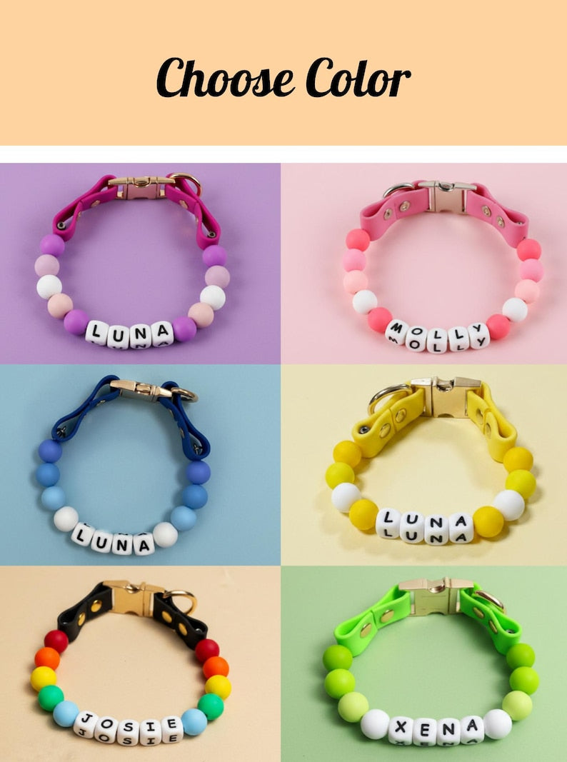 Personalized Gradient Bead Pet Collar