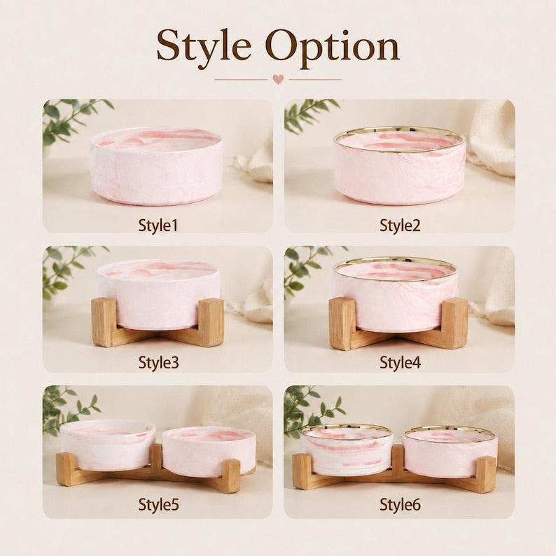 Personalized Marble Pet Bowl with Stand