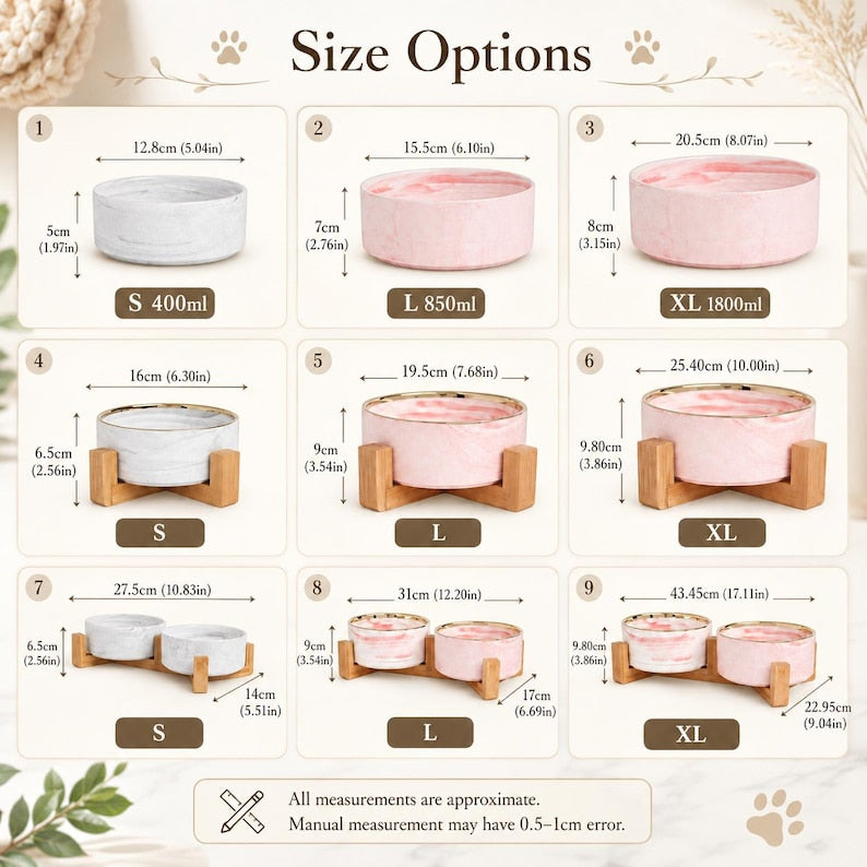 Personalized Marble Pet Bowl with Stand