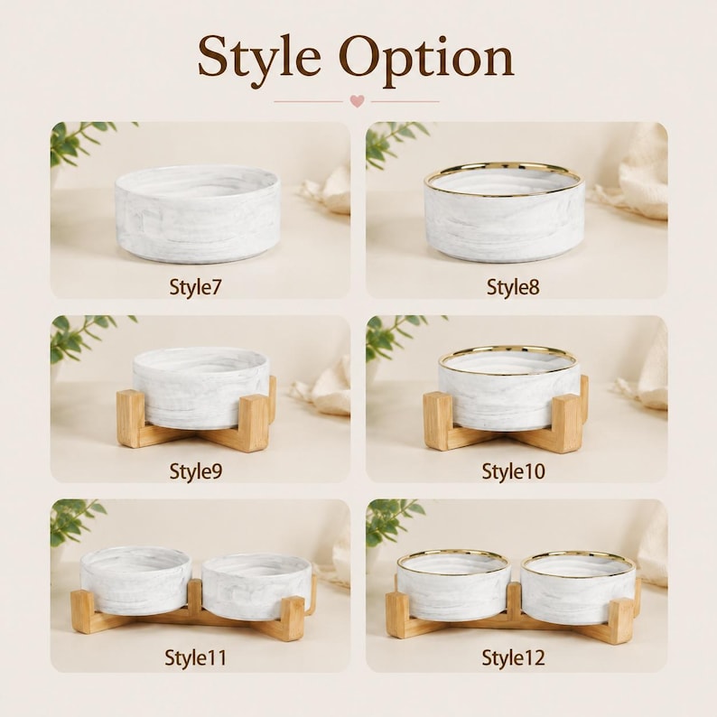 Personalized Marble Pet Bowl with Stand