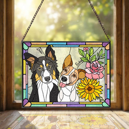 Personalized Multi-Pet Floral Window Hanging