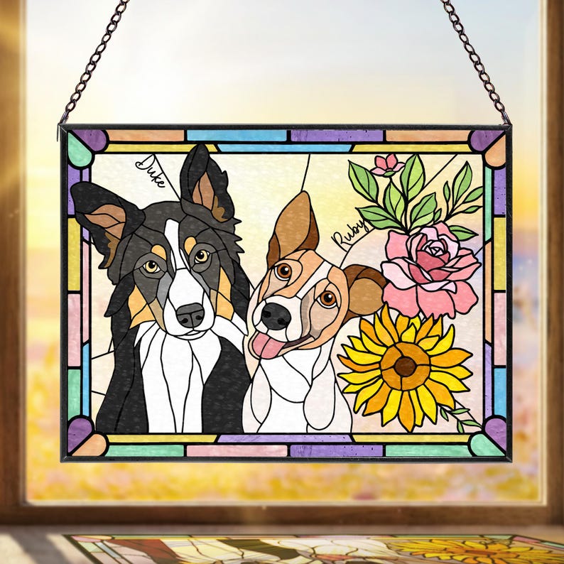 Personalized Multi-Pet Floral Window Hanging