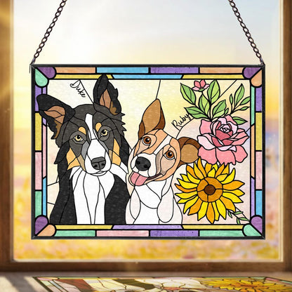 Personalized Multi-Pet Floral Window Hanging