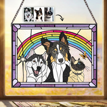 Personalized Multi-Pet Floral Window Hanging