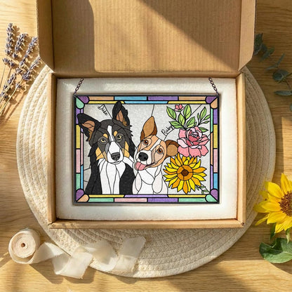 Personalized Multi-Pet Floral Window Hanging