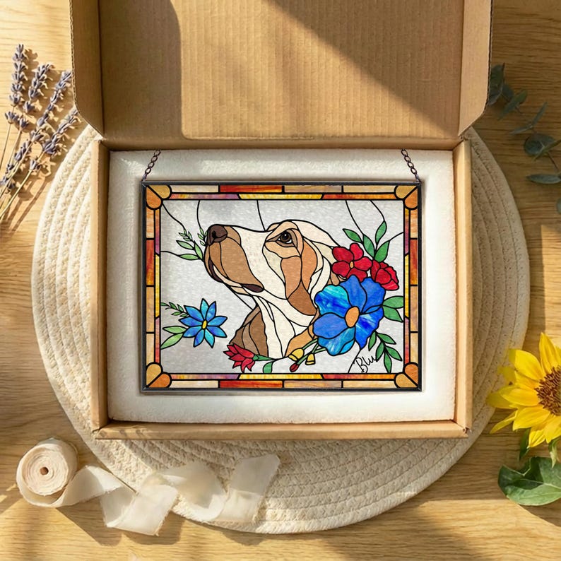 Personalized Multi-Pet Floral Window Hanging