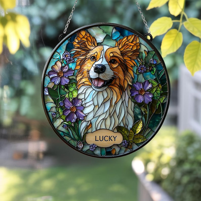 Personalized Pet Floral Portrait Suncatcher