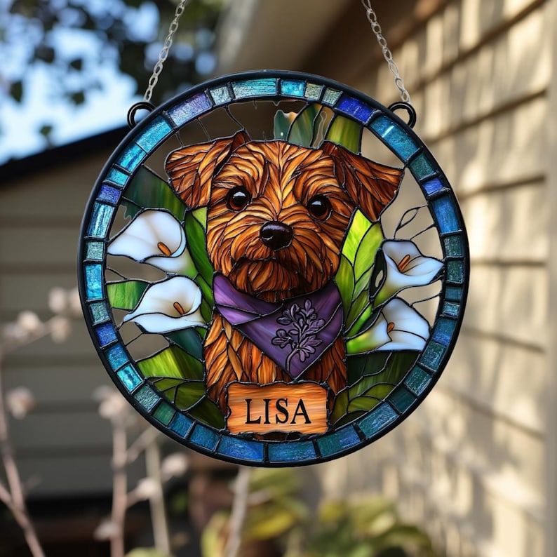 Personalized Pet Floral Portrait Suncatcher