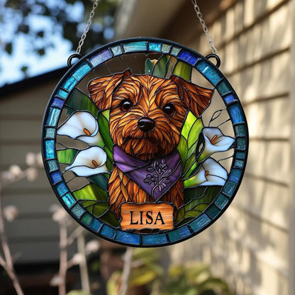 Personalized Pet Floral Portrait Suncatcher
