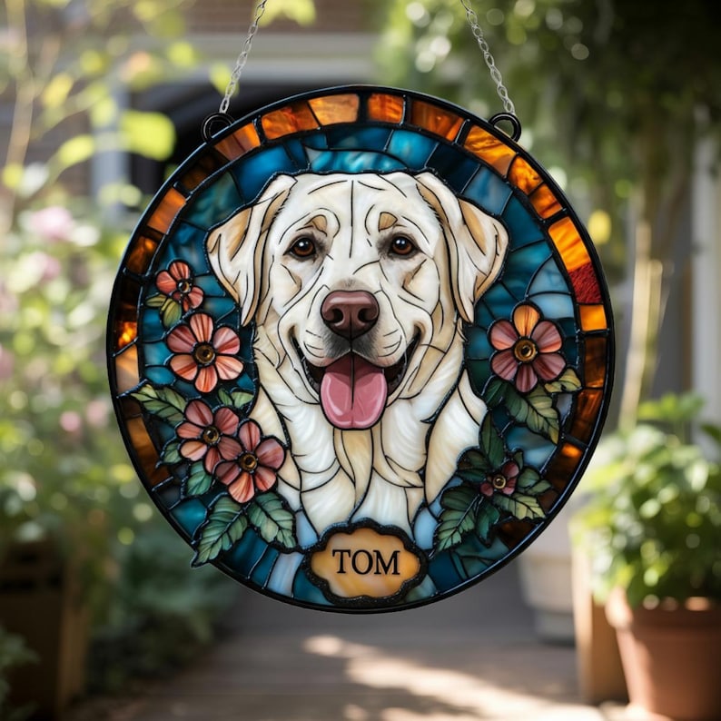 Personalized Pet Floral Portrait Suncatcher