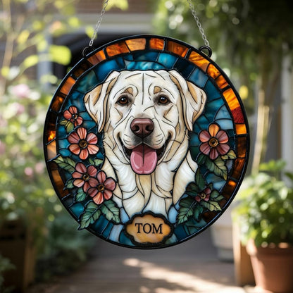 Personalized Pet Floral Portrait Suncatcher