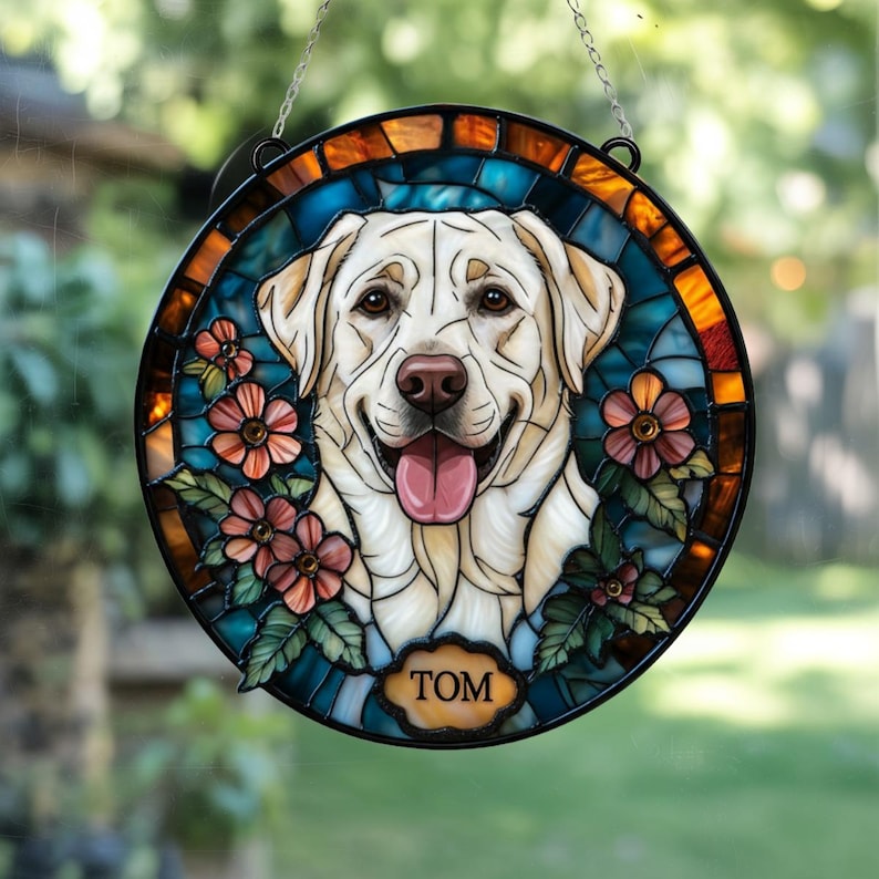 Personalized Pet Floral Portrait Suncatcher