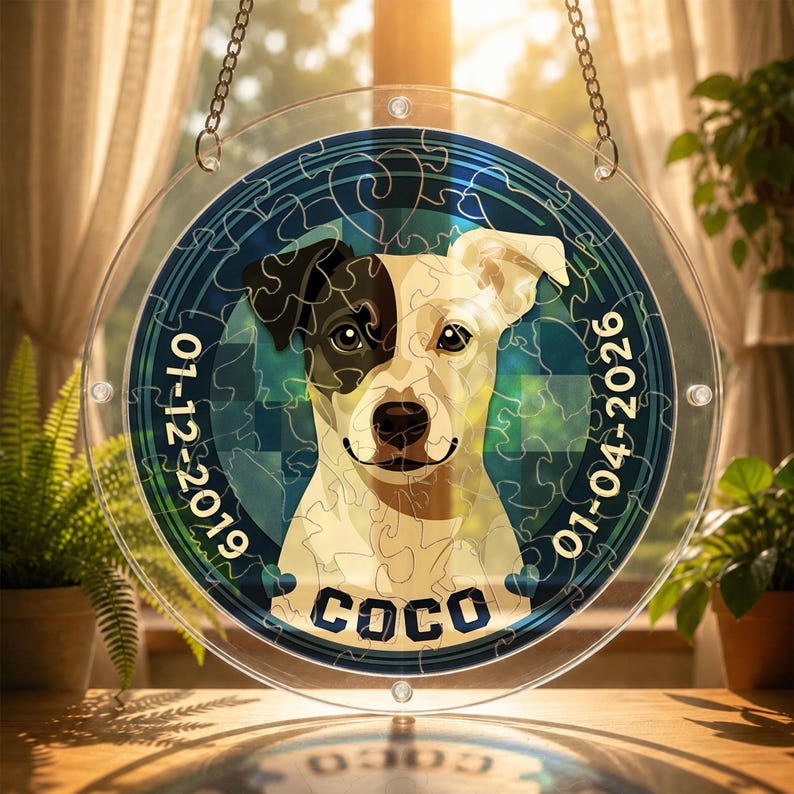 Personalized Pet Memorial Puzzle Suncatcher