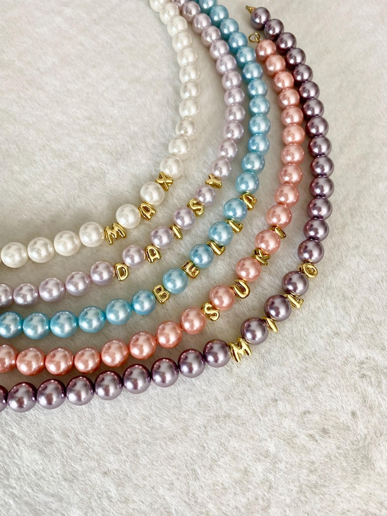 Personalized Pearl Name Pet Necklace