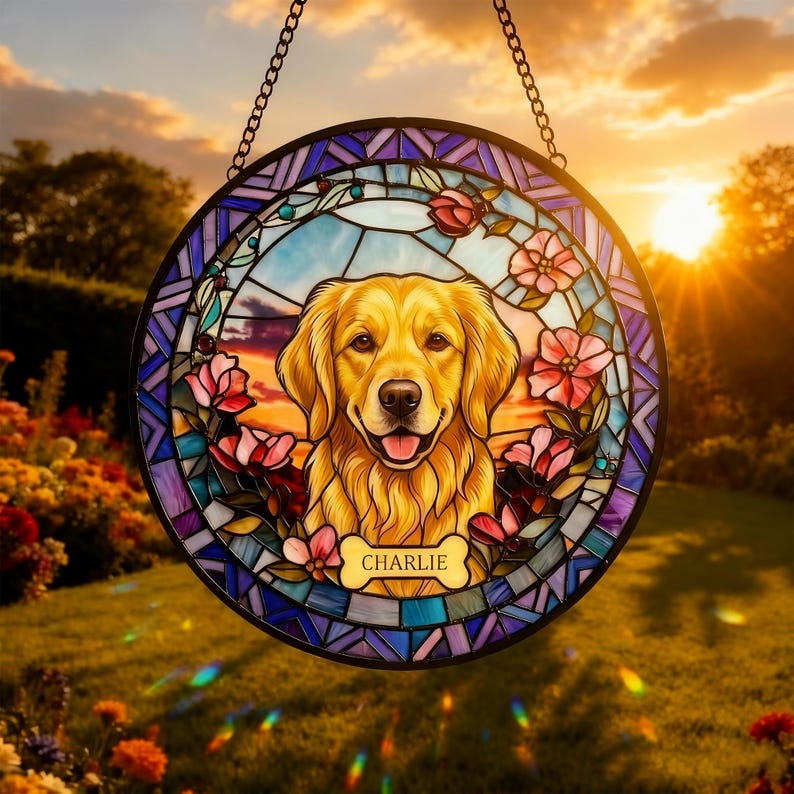 Personalized Pet Sunset Portrait Suncatcher