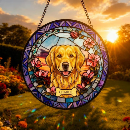 Personalized Pet Sunset Portrait Suncatcher