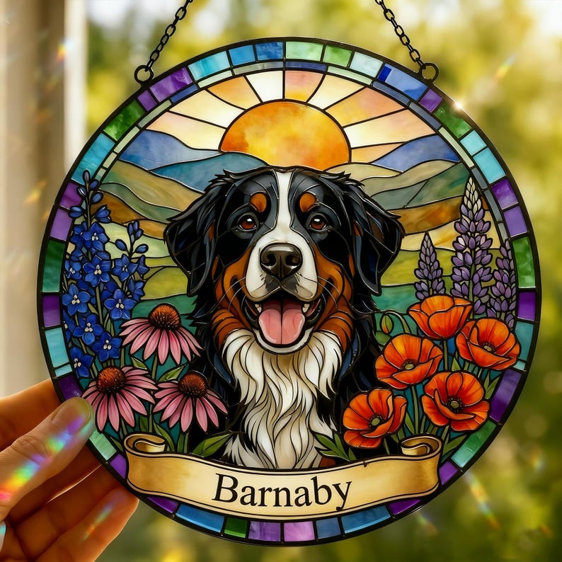 Personalized Pet Sunset Portrait Suncatcher