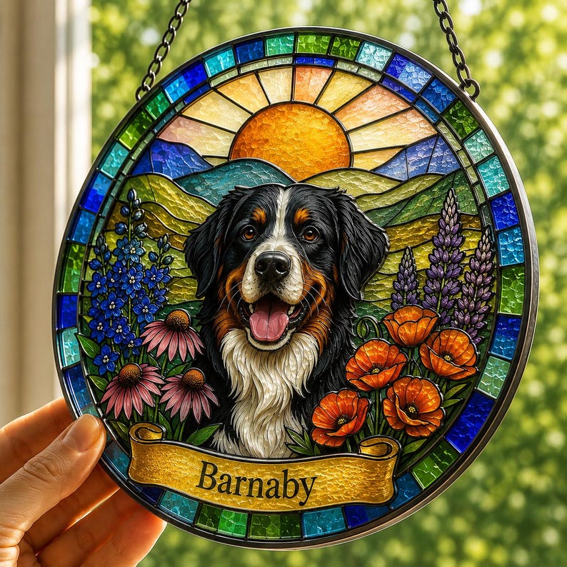 Personalized Pet Sunset Portrait Suncatcher