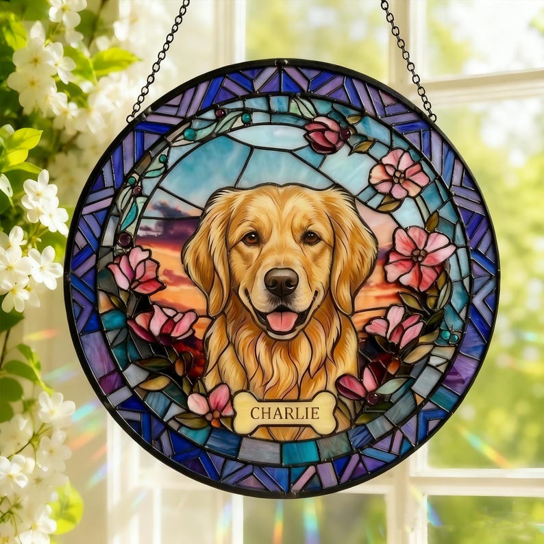 Personalized Pet Sunset Portrait Suncatcher
