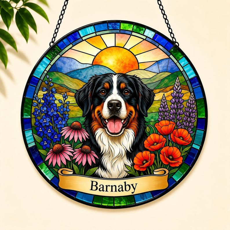 Personalized Pet Sunset Portrait Suncatcher