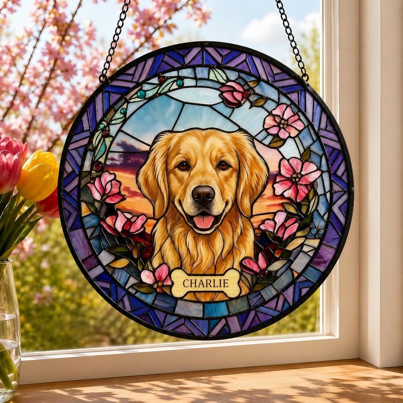 Personalized Pet Sunset Portrait Suncatcher