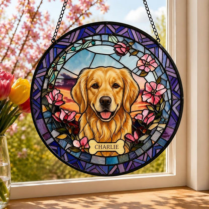 Personalized Pet Sunset Portrait Suncatcher