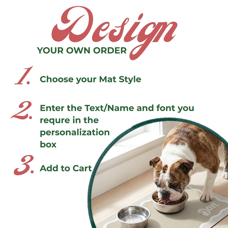 Personalized Scalloped Border Pet Feeding Mat