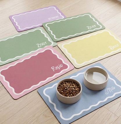 Personalized Scalloped Border Pet Feeding Mat