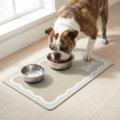 Personalized Scalloped Border Pet Feeding Mat