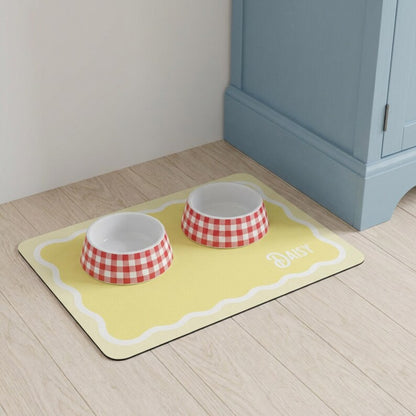 Personalized Scalloped Border Pet Feeding Mat