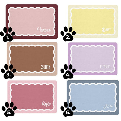 Personalized Scalloped Border Pet Feeding Mat