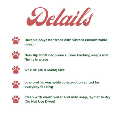 Personalized Scalloped Border Pet Feeding Mat
