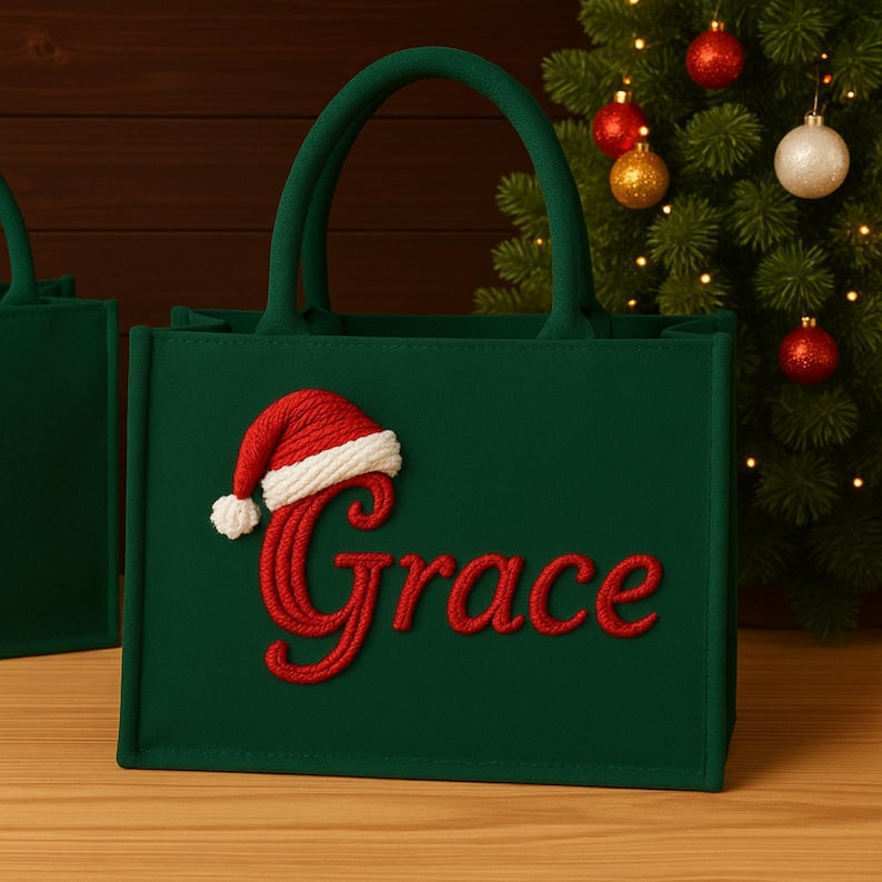 Personalized Santa Hat Name Gift Bag