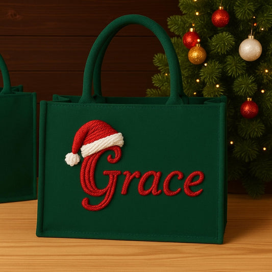 Personalized Santa Hat Name Gift Bag