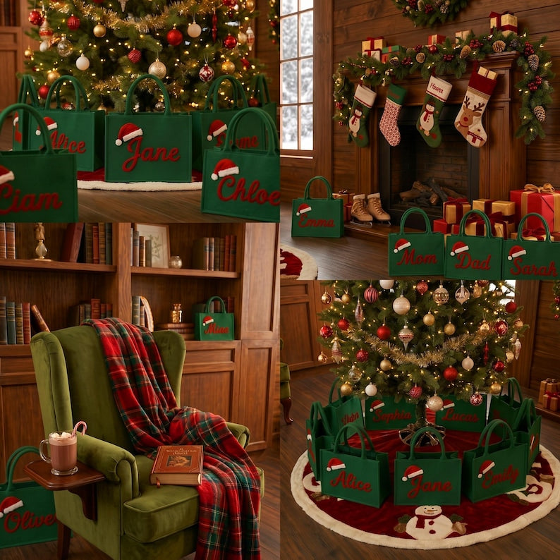 Personalized Santa Hat Name Gift Bag