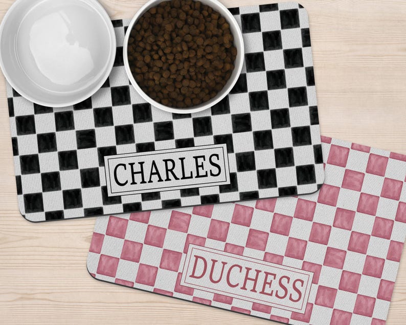 Personalized Watercolor Checker Pet Mat