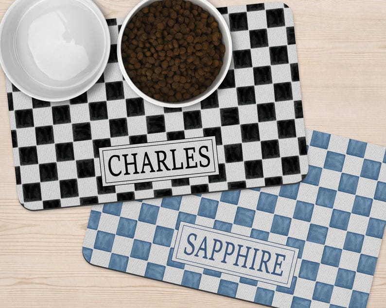 Personalized Watercolor Checker Pet Mat