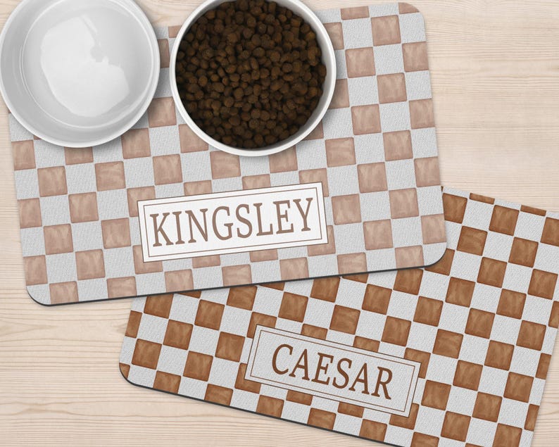 Personalized Watercolor Checker Pet Mat