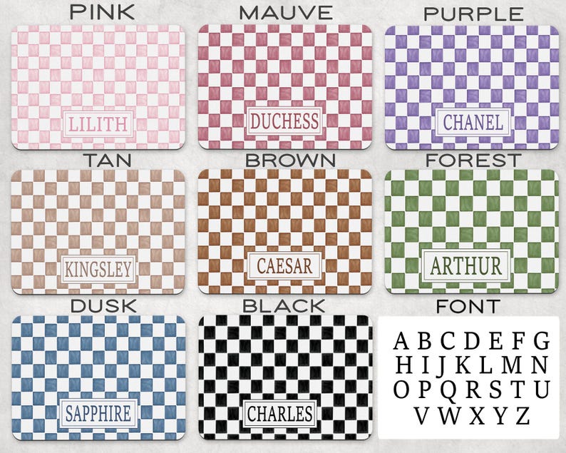 Personalized Watercolor Checker Pet Mat