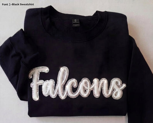 Custom Glitter Outline Script Chenille Sweatshirt