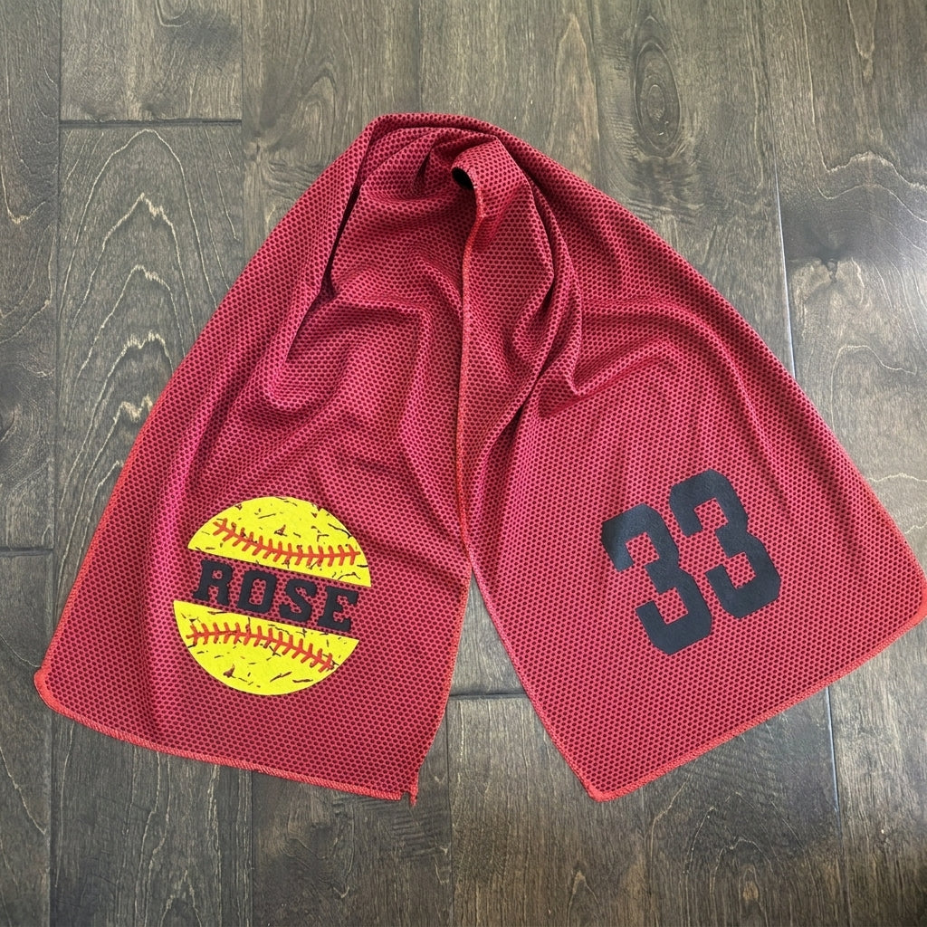 Custom Softball Name Number Cooling Towel