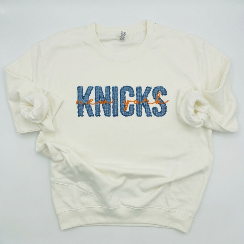Custom Script Overlay Varsity Embroidered Sweatshirt
