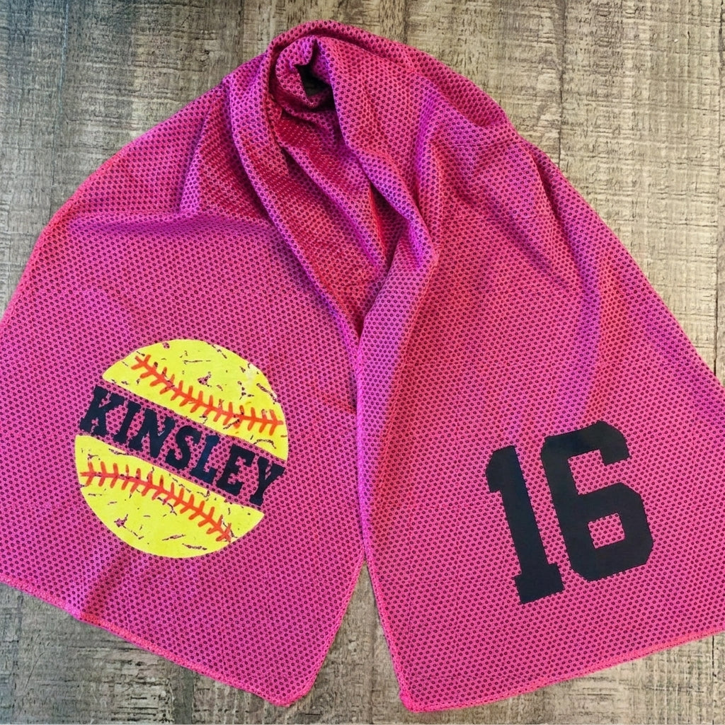 Custom Softball Name Number Cooling Towel