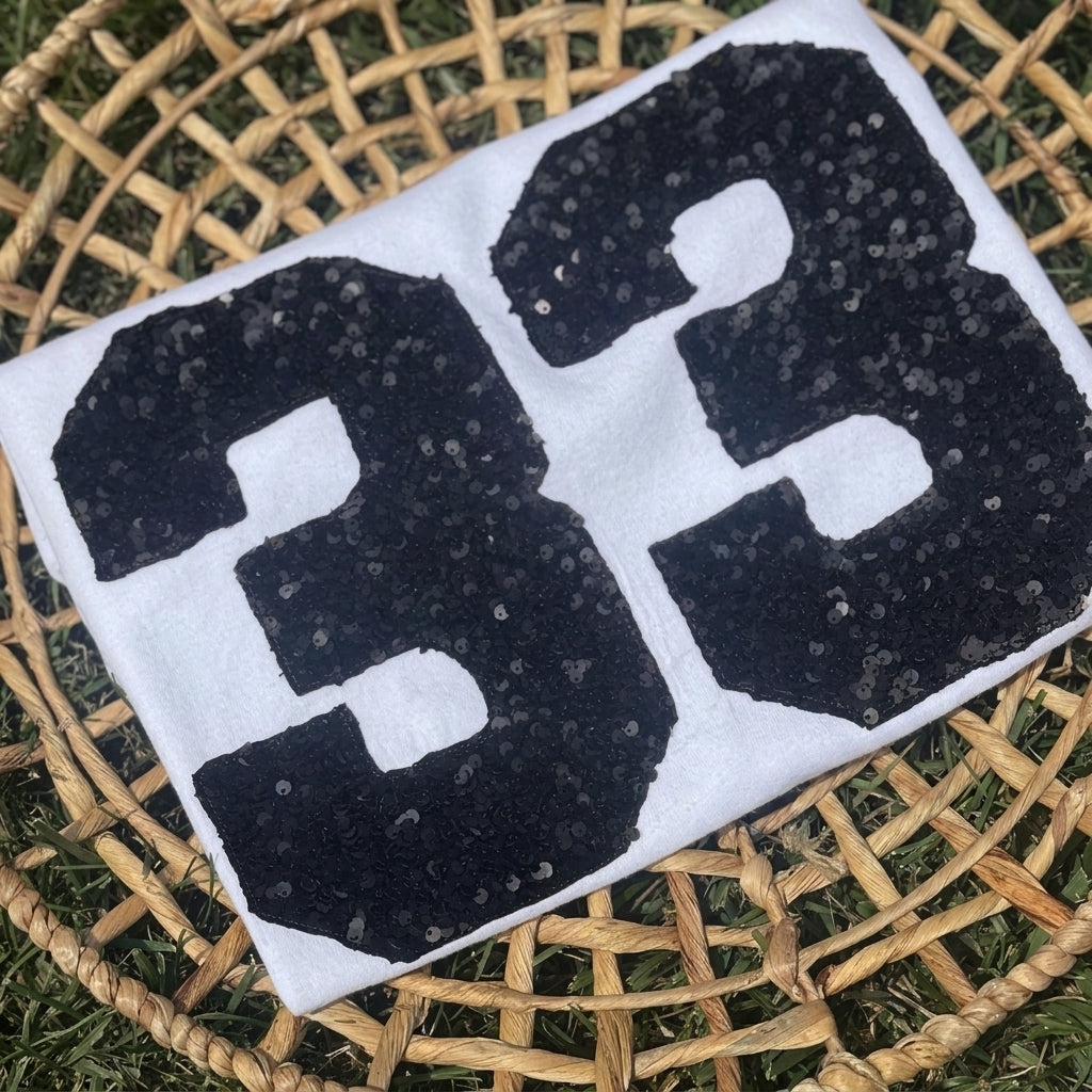 Sequin Varsity Number Washed Game T-Shirt