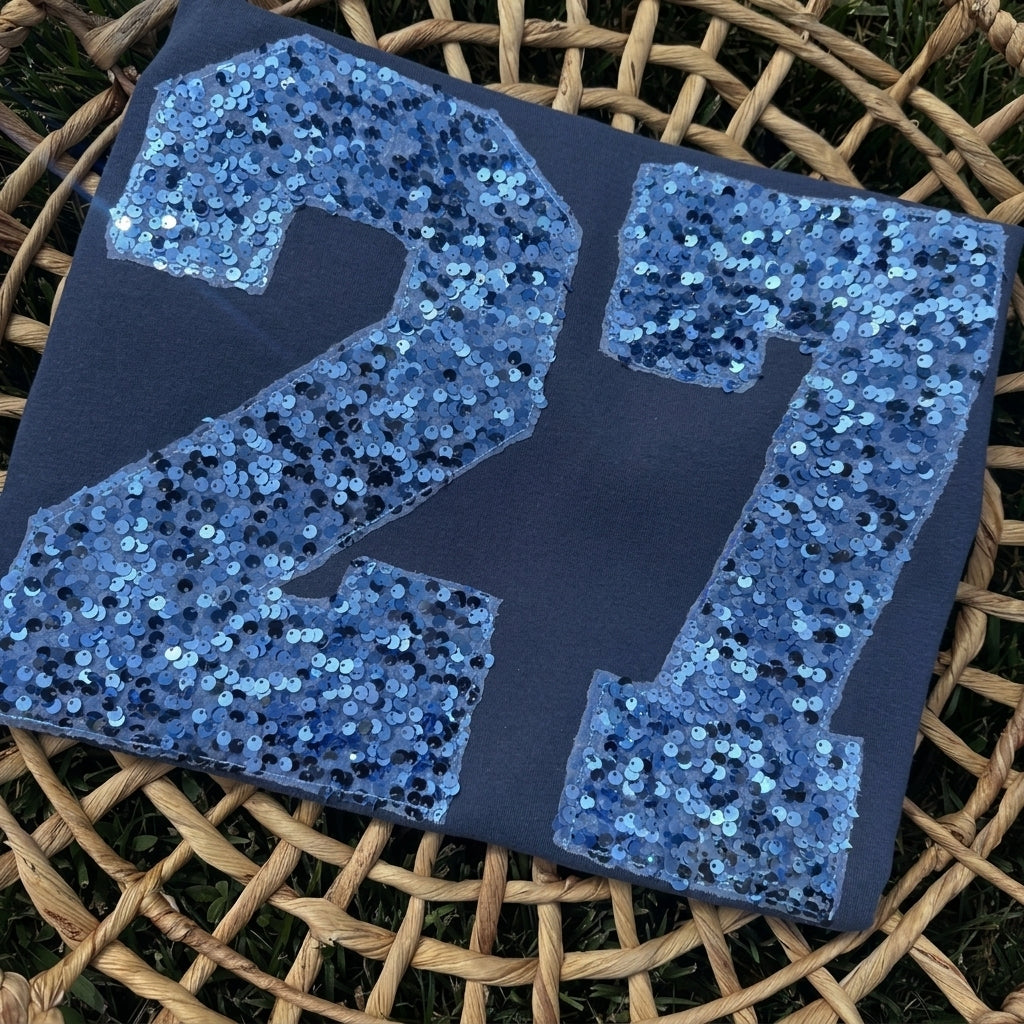Sequin Varsity Number Washed Game T-Shirt